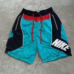 Vintage Style Nike Men's Teal Black Red Basketball Shorts